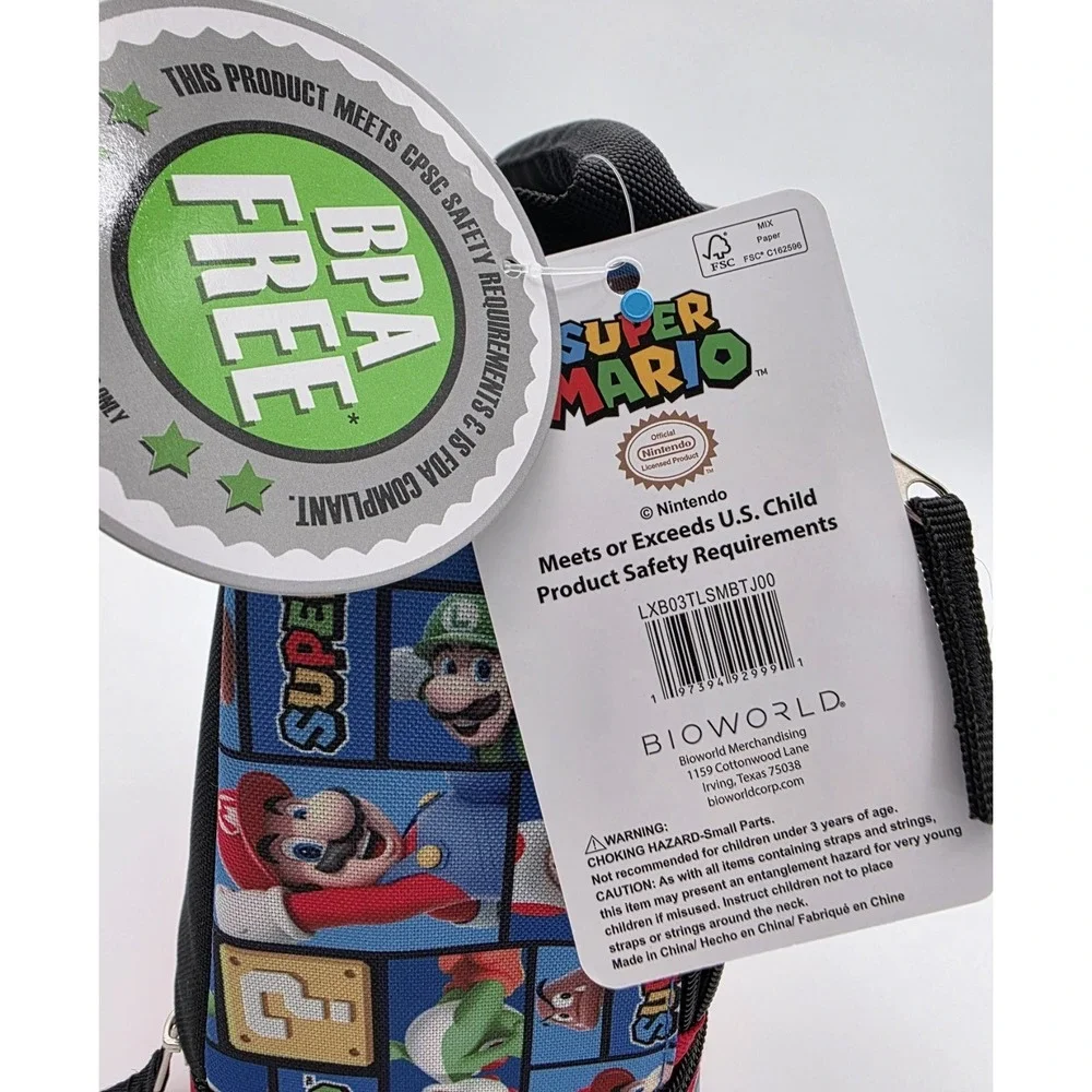 Super Mario Insulated Lunch Bag Dual Insulated Compartments‎ New with Tags #0164